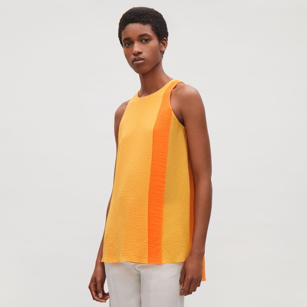 NEW COS Orange Sleeveless Drape Top